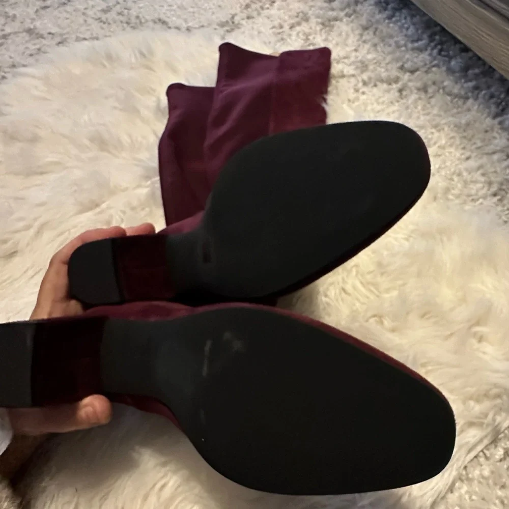 Stuart Weitzman Gillian 60 Over The Knee Boots NWT Burgundy Suede 8